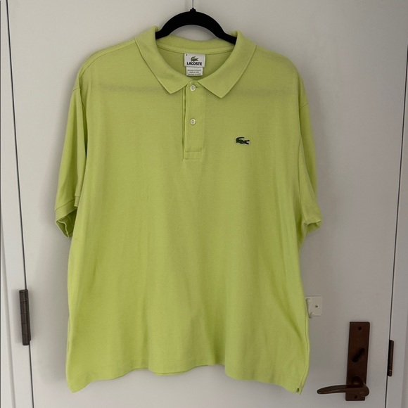 Lacoste Lime Green Men's Polo Shirt with Crocodile. Made in Peru. Size 8 - Picture 1 of 9